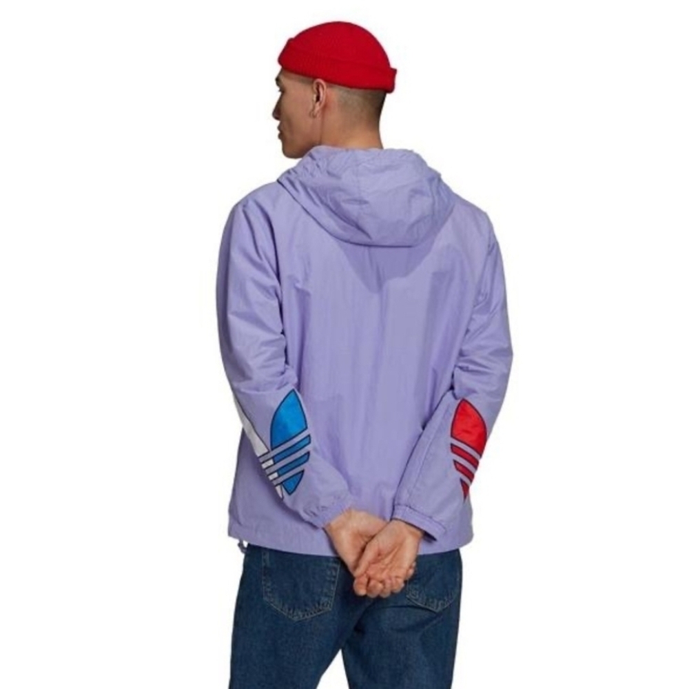 NWT adidas Originals Mens Adicolor Tricolor Windbreaker Light Purple - Picture 2 of 11